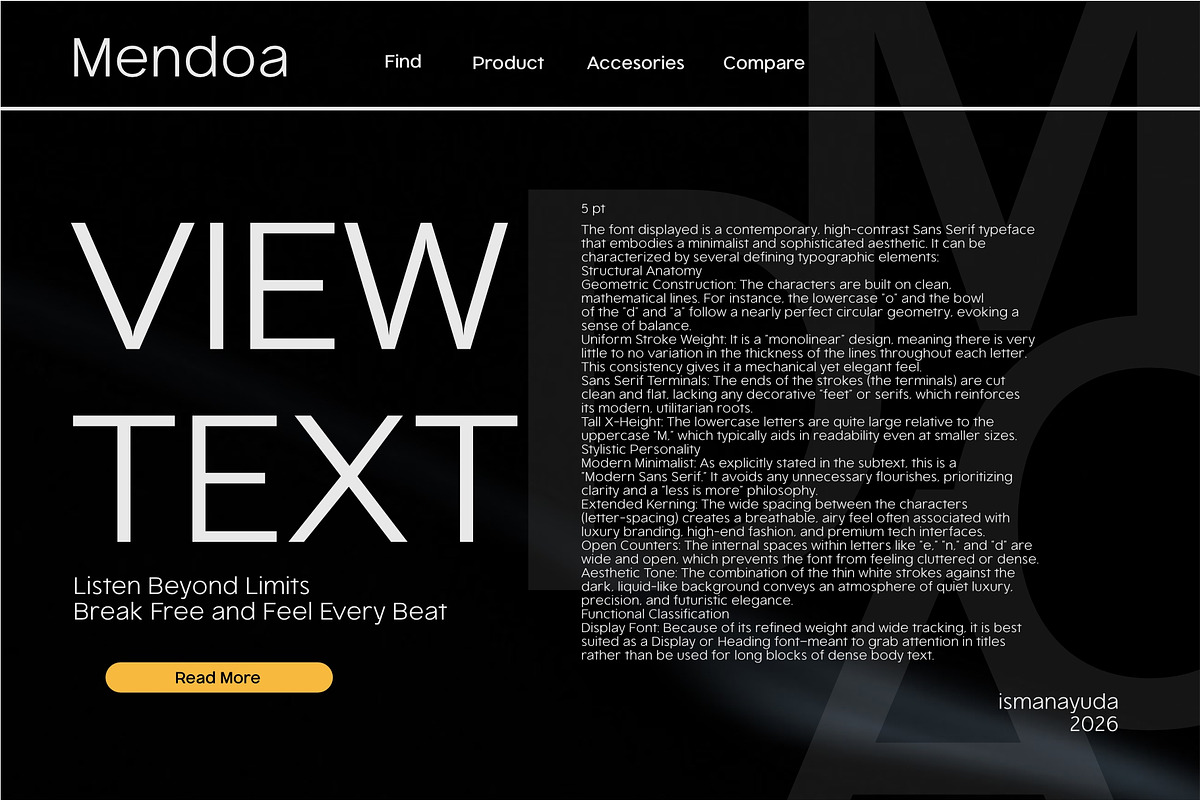 Mendoa, a Sans Serif Font by ismanayuda (Photo 2 of 6)