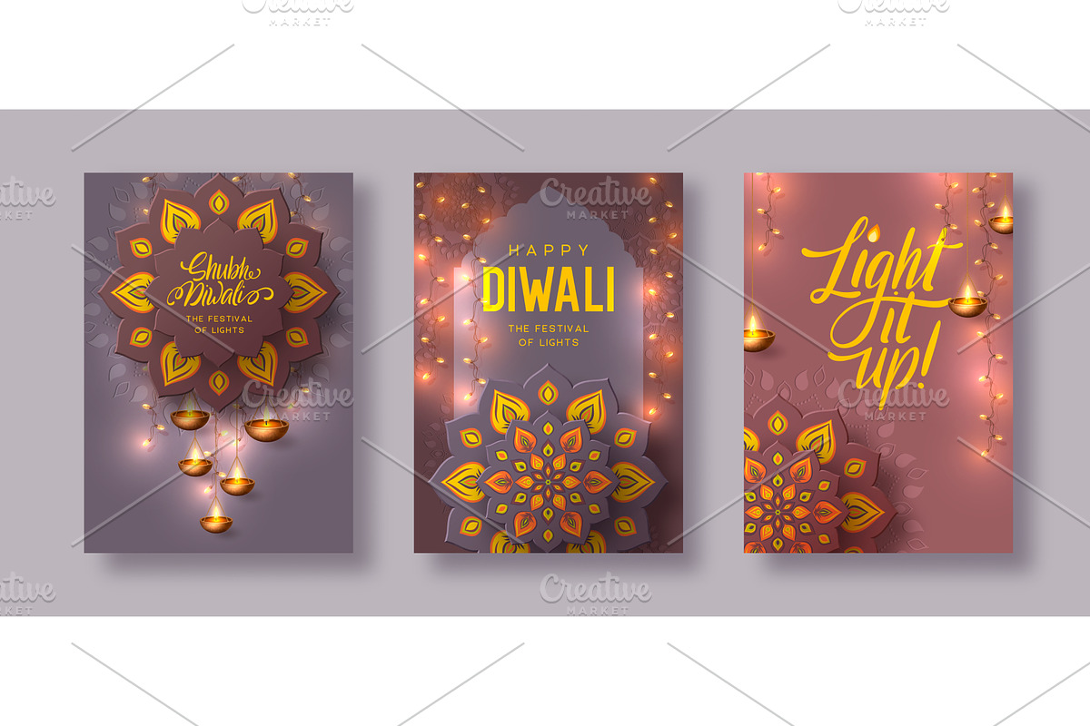 Diwali festival flyer or poster., an Illustration by Liudmyla Matviiets
