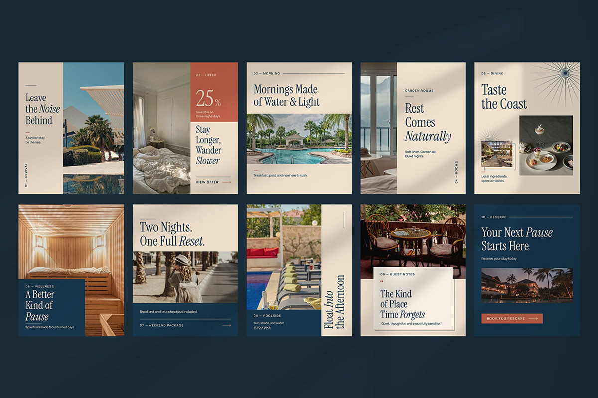 Riviera - Resort Instagram Post Pack, a Social Media Template by Pitchlook.Studio (Photo 2 of 3)