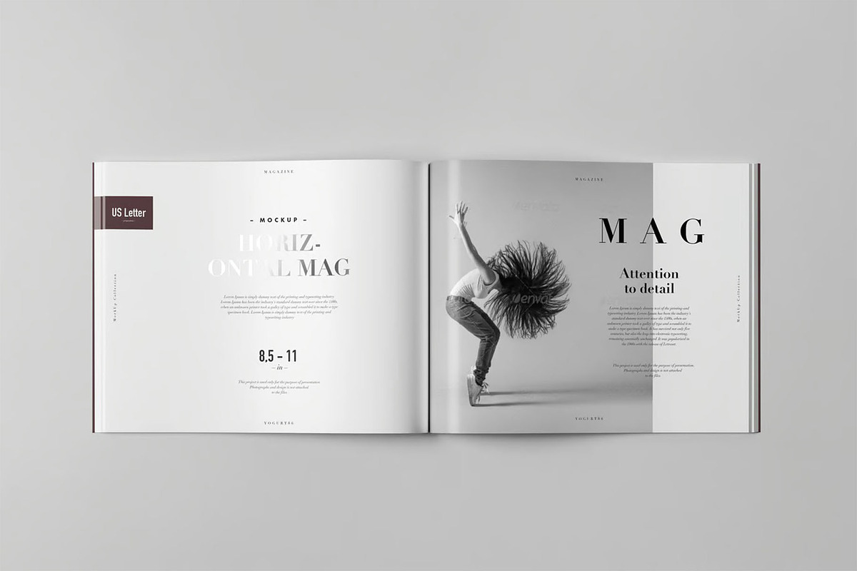 US Letter Horizontal Magazine Mockup, an Advertising Mockup by zippypixelstudio (Photo 9 of 13)