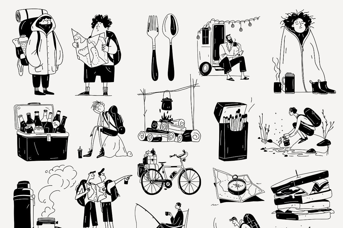 Lets Go Camping: 50 Illustration Set, a Person Illustration by Veyla (Photo 5 of 14)