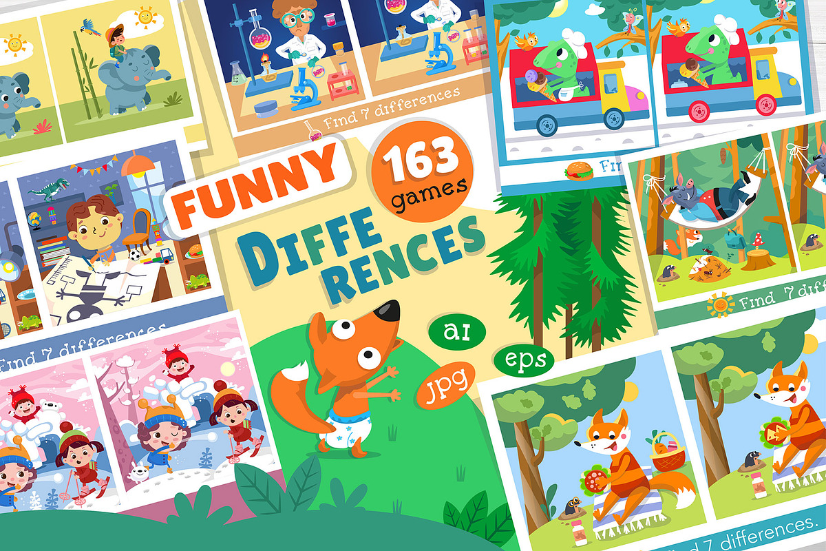 Funny Differences Set, an Education Illustration by ArtyCats (Photo 1 of 9)