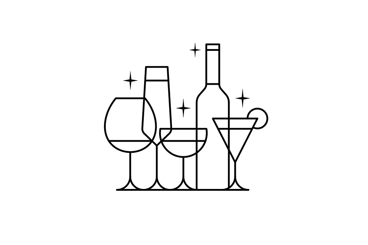 Cocktail Bar Glasses Outline Icon, a Branding & Logo Template by Buqancreative (Photo 3 of 4)