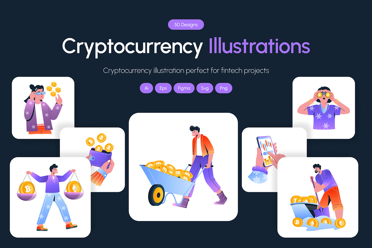 Cryptocurrency Illustrations Art Set, a Finance Illustration by Creative Stall (Photo 1 of 9)