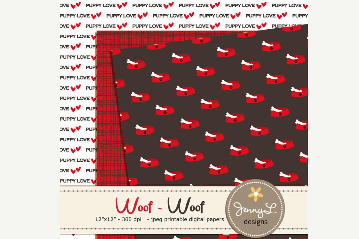 Dog Puppy Digital Papers, a Pattern Graphic by JennyL Designs (Photo 4 of 5)