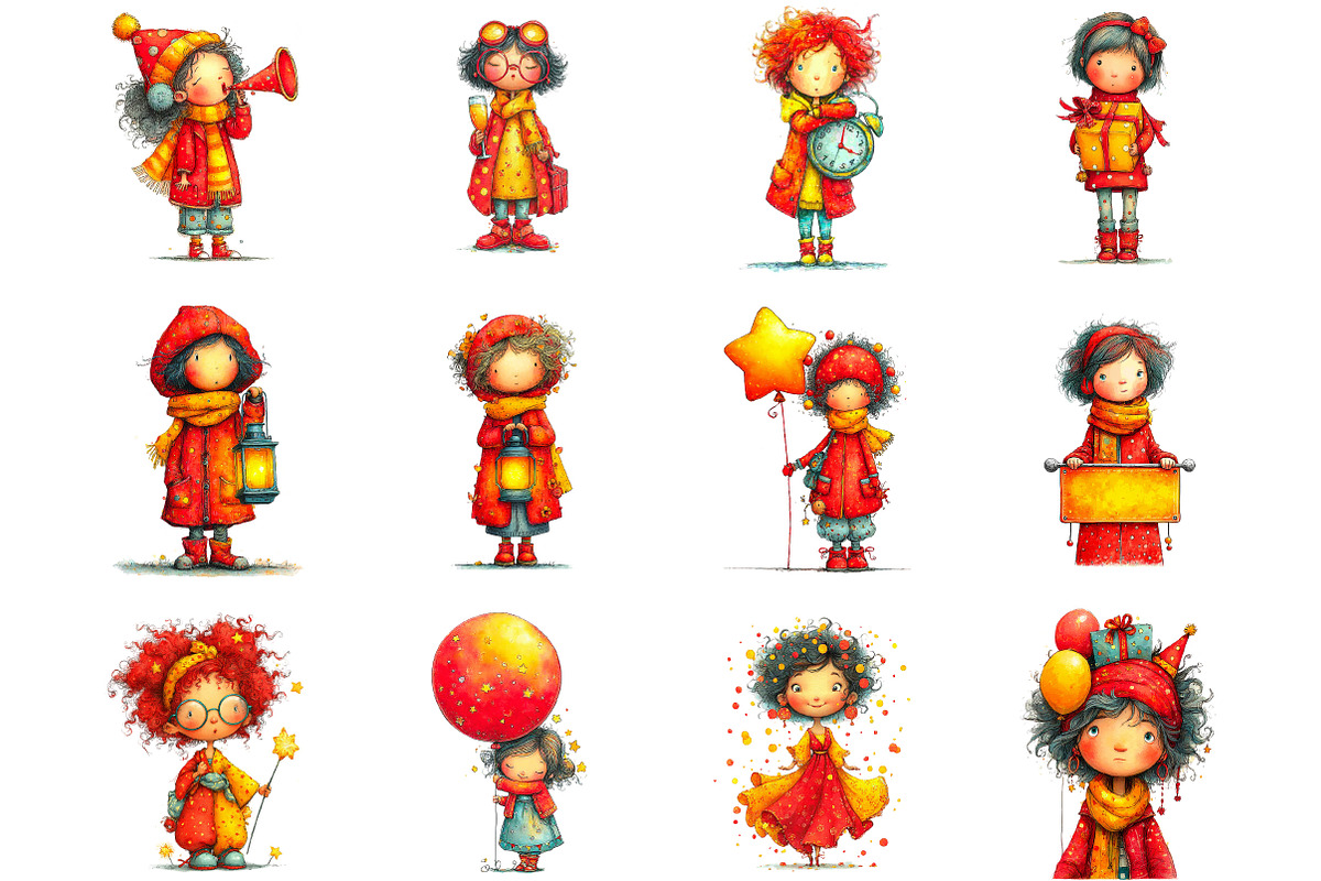 Quirky Girl New Year 2026 Clipart, an Illustration by Designking (Photo 2 of 5)