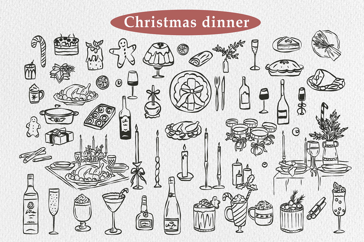 Hand drawn retro Christmas, an Object Illustration by RaDavCrafts (Photo 3 of 9)