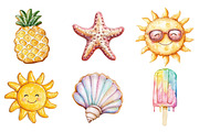 Watercolor Summer Cookies Clipart, an Illustration by SinaCreation (Thumbnail 2 of 7)