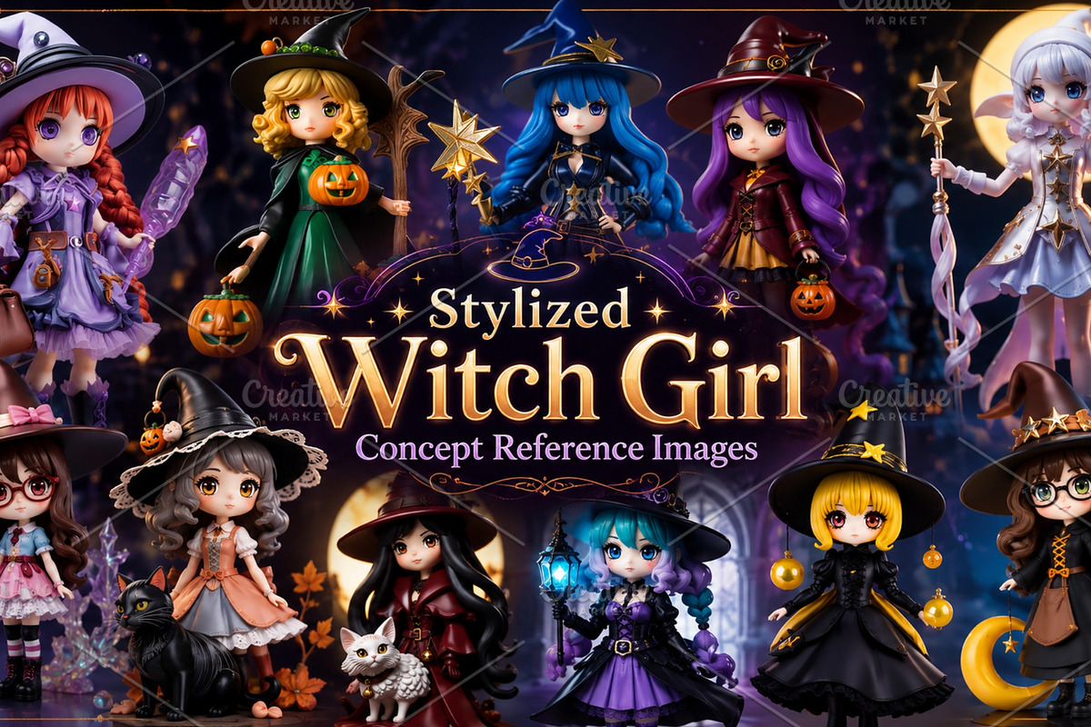 Halloween Witch Character Bundle 4K, a Person Illustration by Premium Digital Templates (Photo 3 of 4)