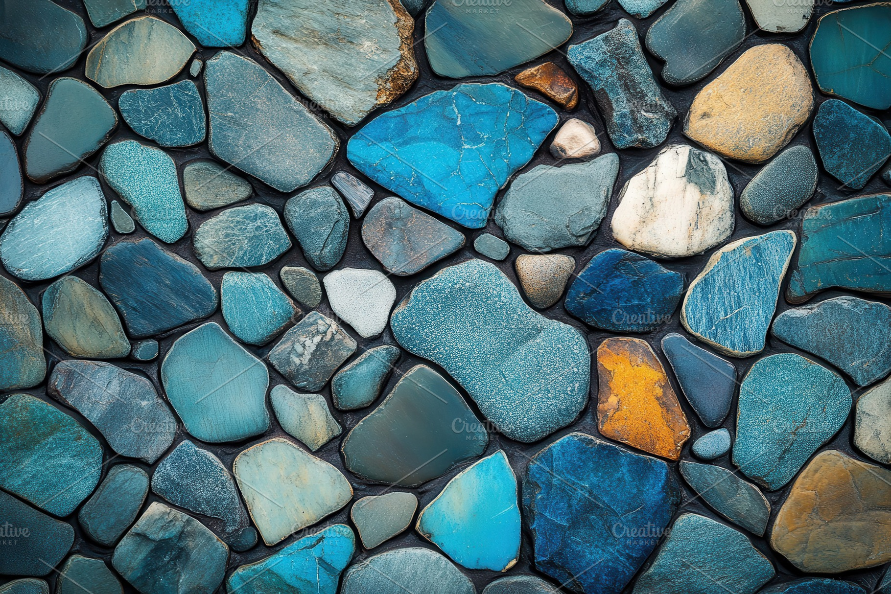 Blue and Gray Stone Wall Texture Bac, an Abstract Photo by Pixeness Studio