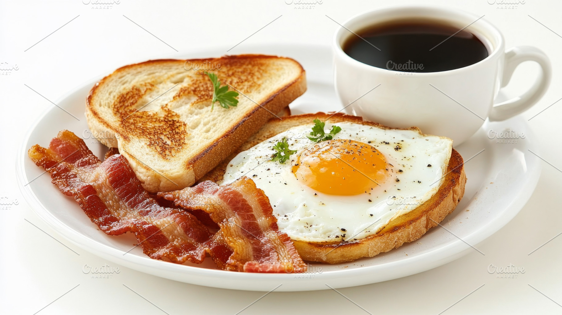 Classic Breakfast with Bacon, Egg, and Toast, an Abstract Photo by ...