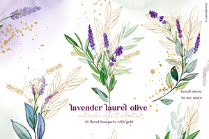 Lavender Watercolor Laurel Olive