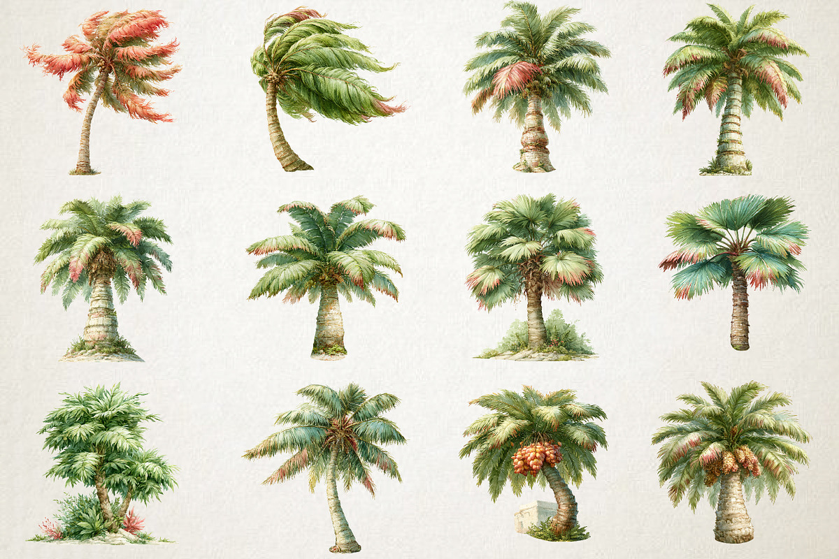 Watercolor Palm Tree PNG Clipart, a Seasonal Illustration by RobertsArt (Photo 4 of 7)