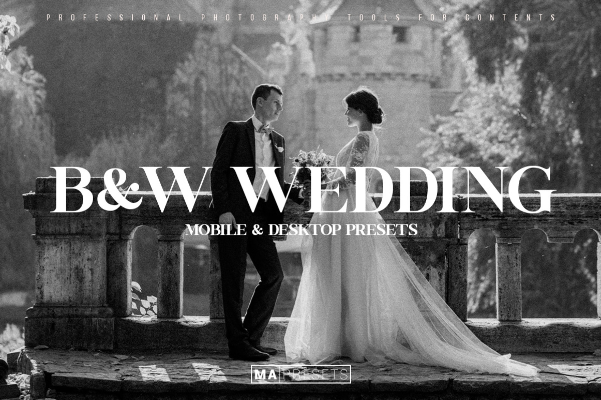 10 B&W Wedding Lightroom Presets, a Preset Add-On by MaPresets (Photo 1 of 18)