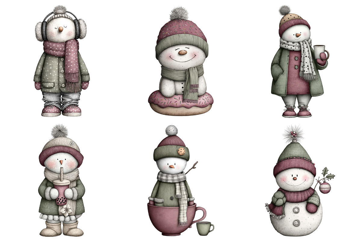 Whimsical Christmas Snowman Clipart, an Illustration by Daily.Designs (Photo 3 of 5)