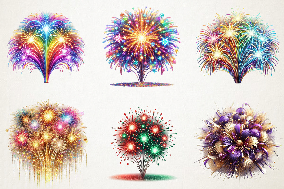 Colorful Fireworks Festival New Year, an Illustration by RobertsArt (Photo 5 of 5)