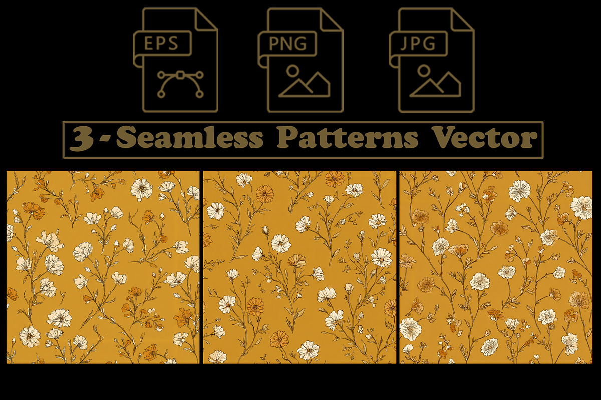 Mustard Floral Motif Patterns, a Pattern Graphic by one-touch