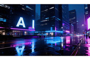City street with neon reflections, an Architecture Photo by tilialucida