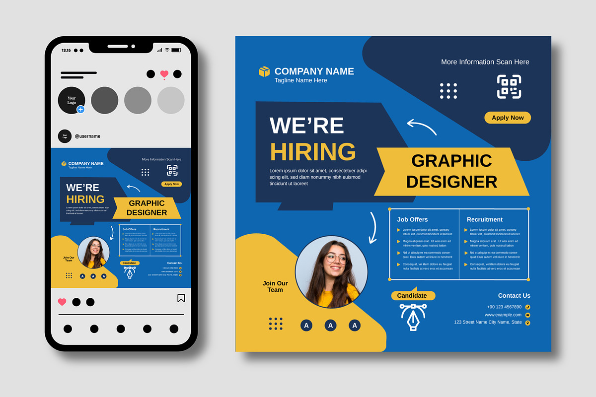 Job Hiring Social Media Poster, a Social Media Template by MightyDesign (Photo 2 of 5)