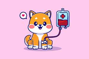 Cute Shiba Inu Dog Blood Transfusion, an Animal Illustration by Catalyst Labs