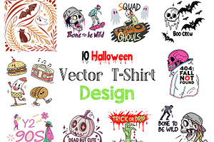 10 Halloween Vector T Shirt Design, a Design Template by Studio Retouch