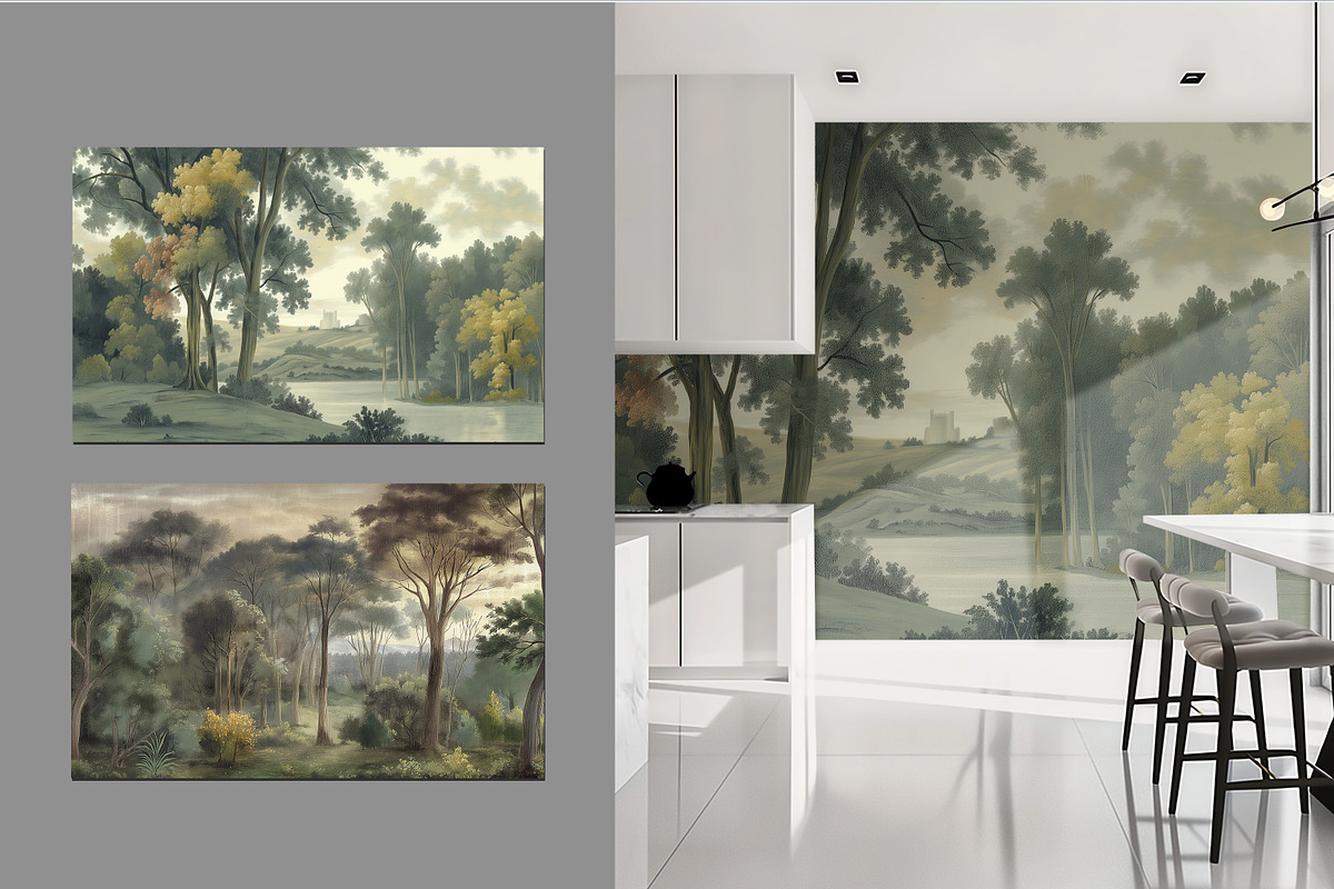 Hand drawn old century forest wallpa, a Wallpaper Graphic by Muzi pear studio (Photo 2 of 11)