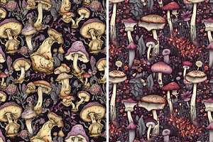 Seamless Patterns Magic Mushrooms