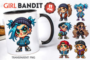 Cartoon girl bandit. Tshirt, PNG., a Person Illustration by KENO Mascots (Thumbnail 4 of 5)