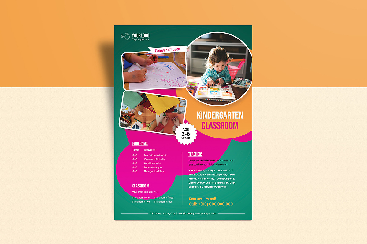 Kindergarten School Admission Flyer, a Flyer Template by retrographix (Photo 3 of 4)
