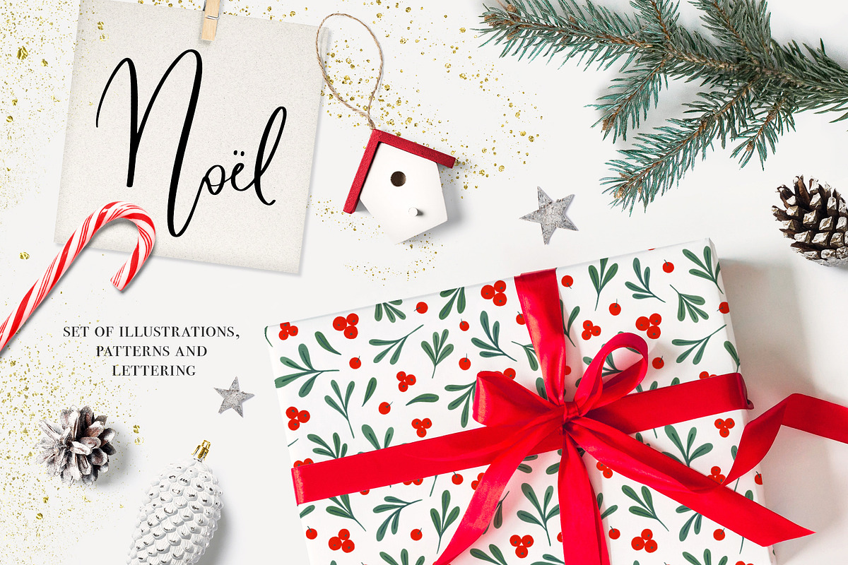 Cute Christmas. Patterns & lettering, a Seasonal Illustration by alenaganzhela (Photo 1 of 8)