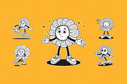 Retro Flower Mascot Illustration, an Object Illustration by Decoconio Design (Thumbnail 3 of 7)