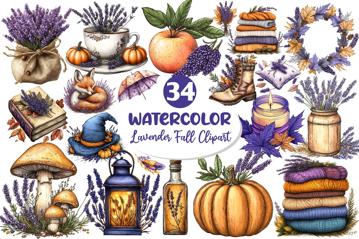 Lavender Fall Clipart, an Illustration by Dream Creation (Photo 1 of 4)