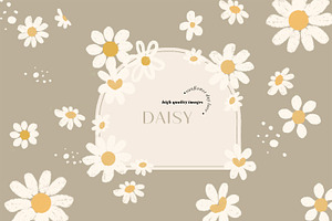 Boho Daisies Watercolor Clipart