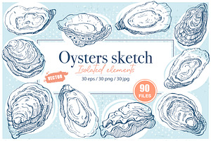 Oysters Sketch Ink Drawing