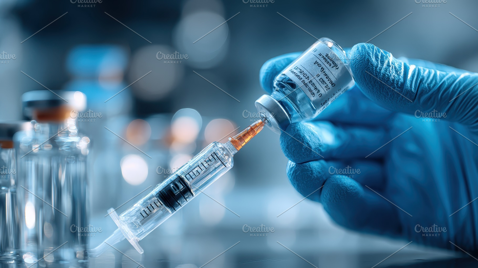 Vaccine Vial and Syringe Medical Tre, a Photo by Pixeness Studio