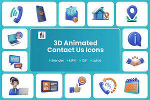 3D Animated Get In Touch Icons