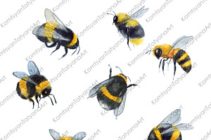 Bee Clipart Watercolor Insect Art