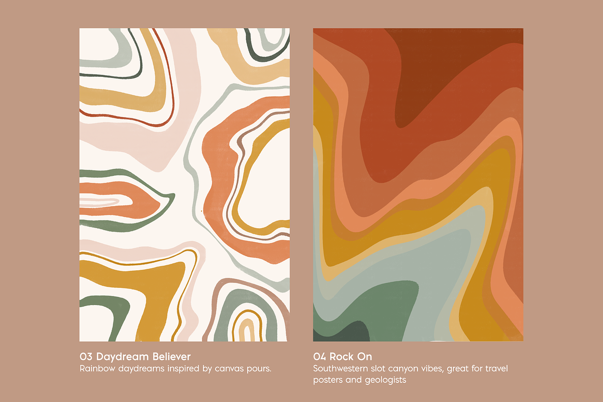 Retro 70s Waves Background Bundle, a Pattern Graphic by cassi has hobbies (Photo 4 of 9)