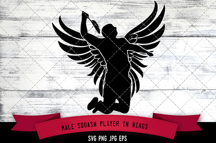 Male Squash Player in Wings Vector