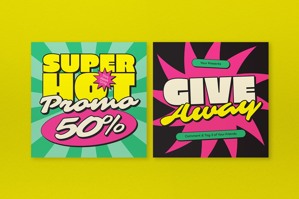 Pink Retro 1970s Fashion Sale Banner, an UI Kit Template by graphicook (Photo 4 of 5)