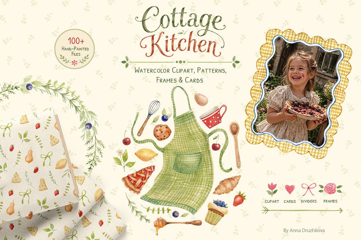 Cottage Kitchen Watercolor, a Decorative Illustration by Anna Druzhkova (Photo 1 of 36)