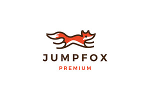 Jumping Fox Outline Line Art Logo