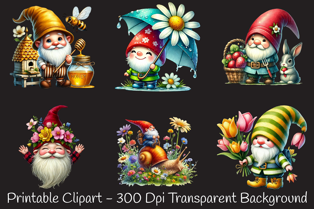 Spring Gnome Sublimation Clipart, an Illustration by RobertsArt (Photo 4 of 7)