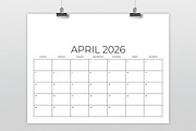 2026 8.5x11 Inch Blank Calendar Temp, a Stationery Template by Running With Foxes (Thumbnail 2 of 8)