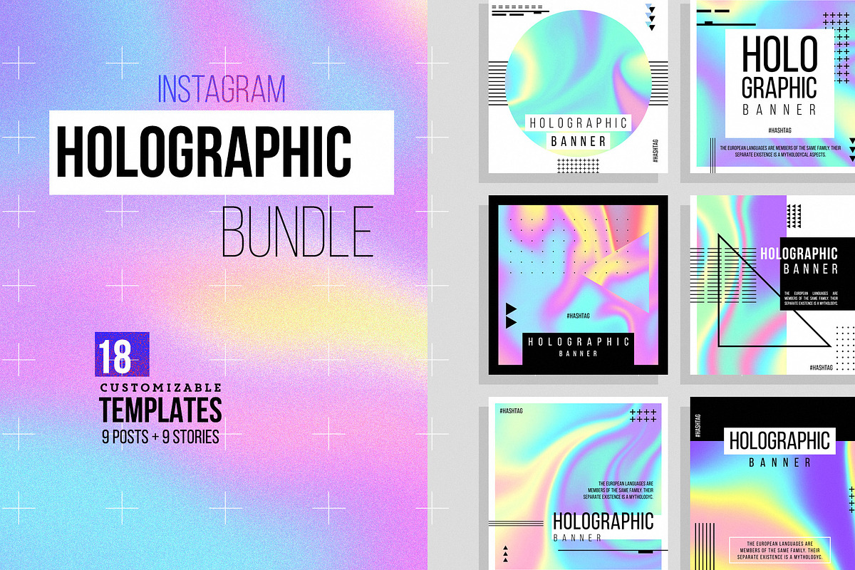 Holographic Bundle [Instagram], a Social Media Template by CONECT Market (Photo 1 of 3)