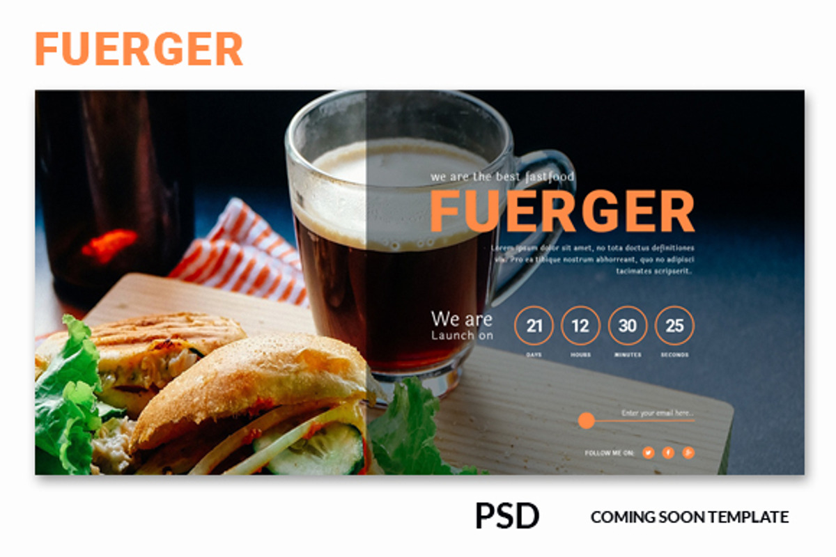 Fuerger Coming soon psd template, a Templates & Theme by Kayytechin Shop