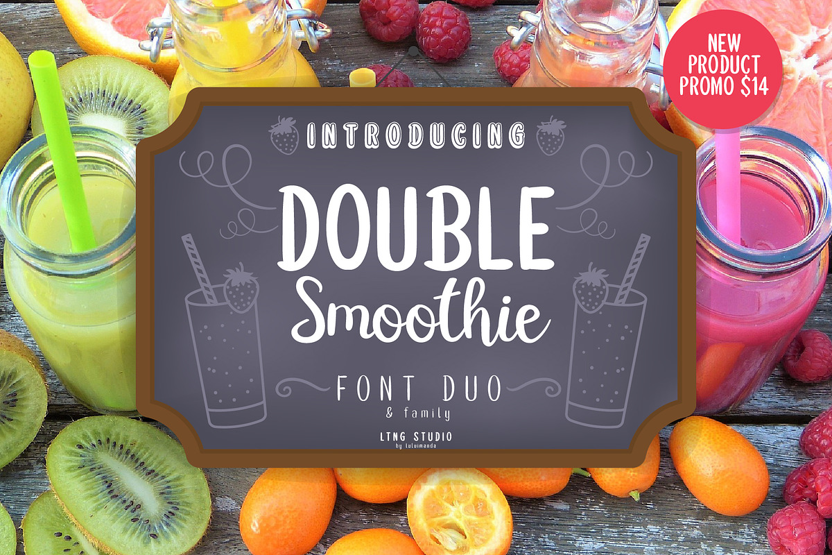 Double smoothie font duo & family