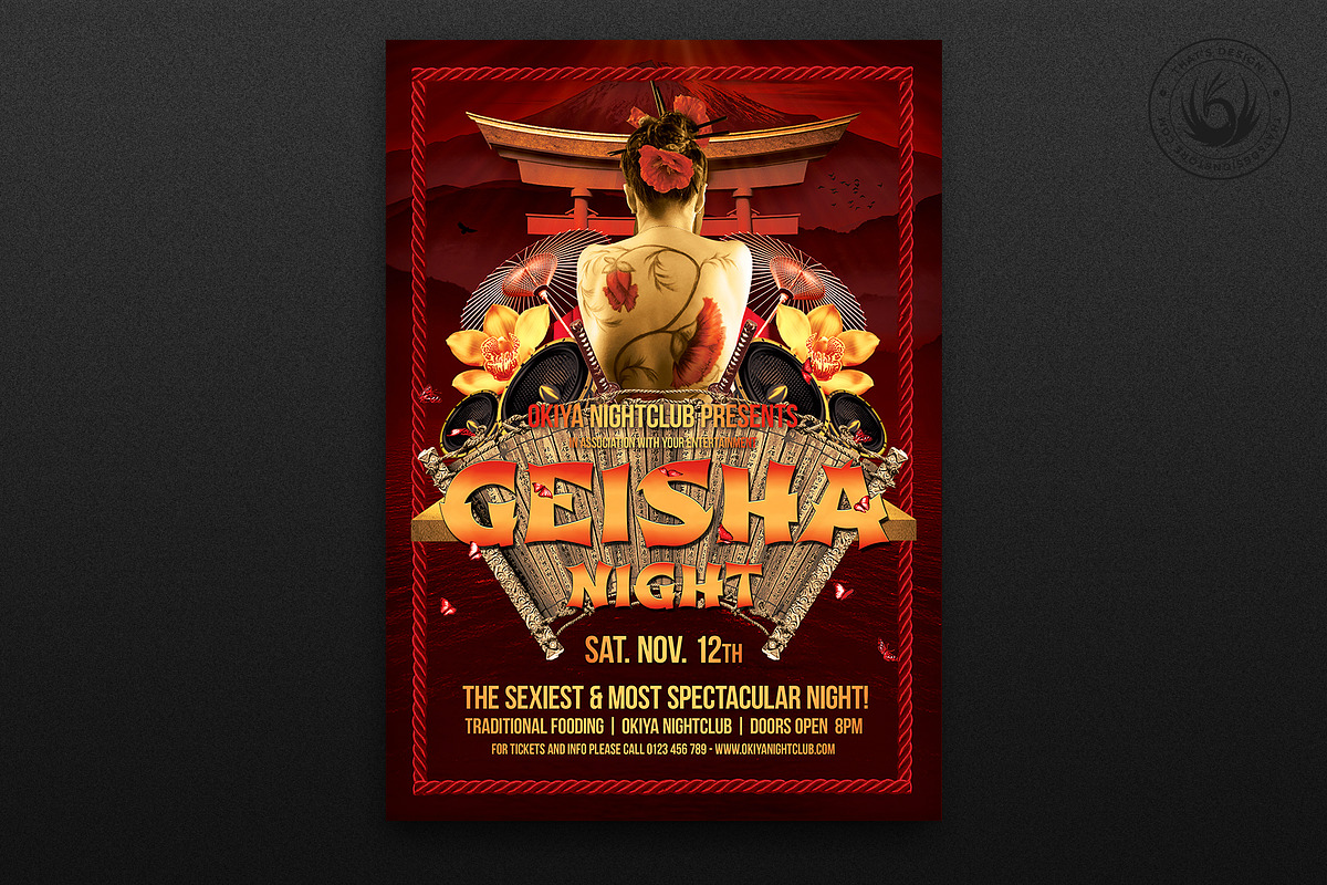 Geisha Night Flyer Template V1, a Flyer Template by ThatsDesignArt (Photo 7 of 7)
