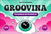 Groovina Psychedelic Retro Font, a Sans Serif Font by Rasio Studio (Thumbnail 1 of 7)