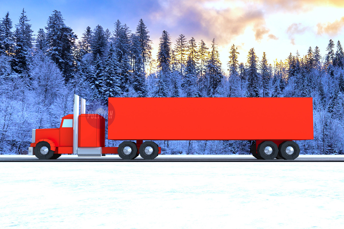 Christmas Truck 3D model template, a Templates & Theme by PolyFish (Photo 1 of 7)